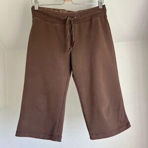 Vintage Y2K Capri Sweatpants Brown Drawstring Bermuda Wide Flare Leggings Shorts